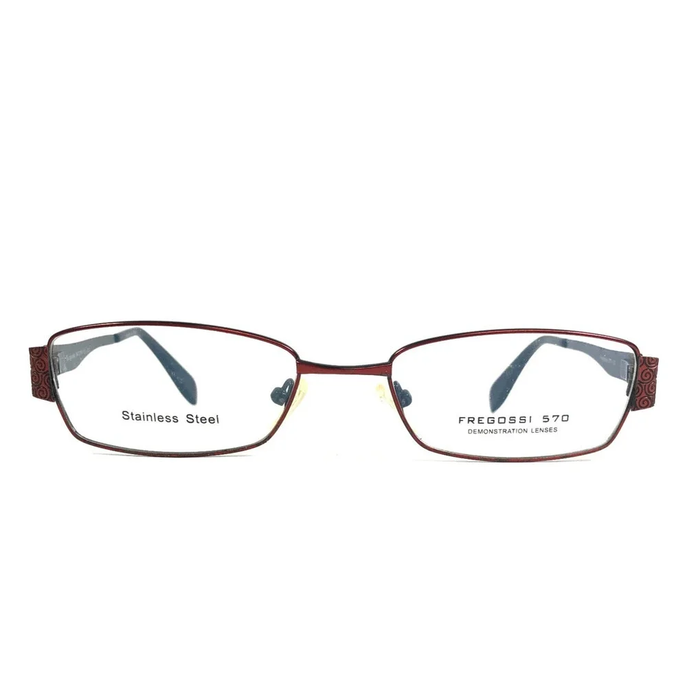Fregossi Eyeglasses Frames 570 DO Burgundy Black Rectangle Wire Rim 54-19-135